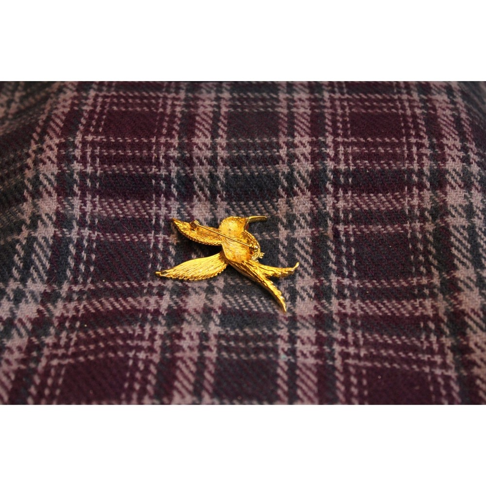 Enamel Rhinestone Gold-tone Hummingbird Pin Brooch - Picture 4 of 5